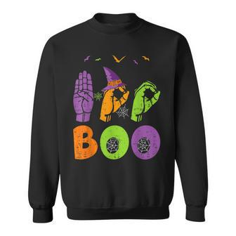 Boo Hands American Sign Language Pride Asl Halloween Men Women Sweatshirt Graphic Print Unisex - Thegiftio UK
