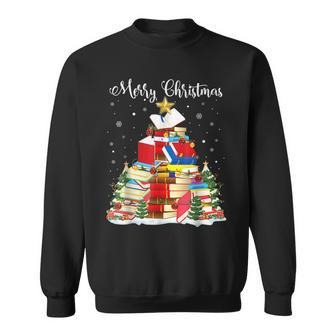 Books Christmas Tree Reading Book Lover Pajama Funny Men Women Sweatshirt Graphic Print Unisex - Thegiftio UK