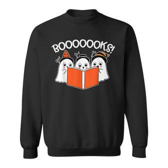 Boooks Lazy Diy Halloween Teacher Funny Ghost Reading V2 Men Women Sweatshirt Graphic Print Unisex - Thegiftio UK