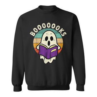 Booooooks Ghost Funny Halloween Ghost Reading Book Men Women Sweatshirt Graphic Print Unisex - Thegiftio UK