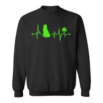 Border Collie Shamrock Heartbeat St Patricks Day Dog Lover Sweatshirt - Seseable