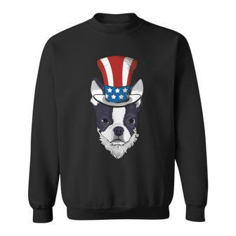Boston Terrier Uncle Sam Lincoln Beard 4Th Of July Boys Sweatshirt | Mazezy