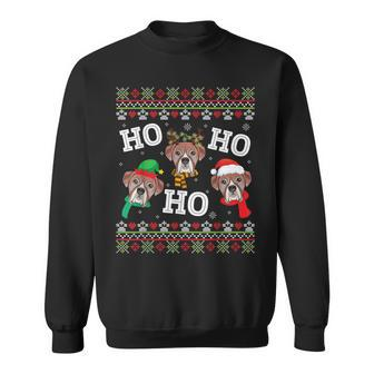 Boxer Dog Ho Ho Ho Merry Christmas Day Dad Mom Ugly Sweater Sweatshirt | Mazezy