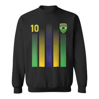 Brazil 10 Soocer Jersey Brazil Football Fan Soccer V2 Men Women Sweatshirt Graphic Print Unisex - Thegiftio UK