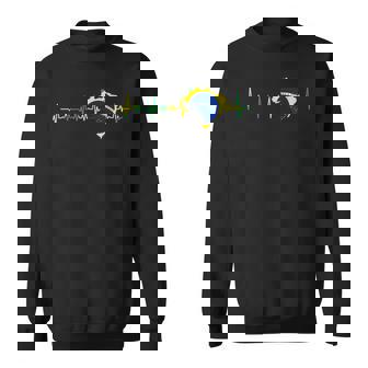 Brazil Flag Heartbeat Brasil Men Women Sweatshirt Graphic Print Unisex - Seseable