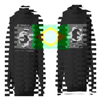 Brazil Grunge Style Flag Football Brazil National Pride Men Women Sweatshirt Graphic Print Unisex - Thegiftio