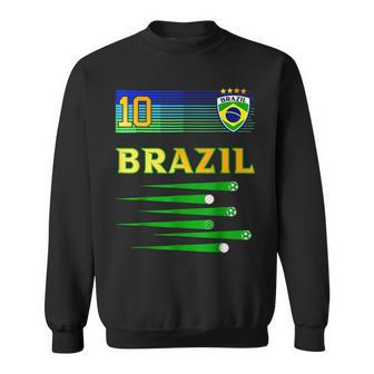 Brazil Jersey Number Ten Braziliann Futebol Soccer Men Women Sweatshirt Graphic Print Unisex - Thegiftio UK