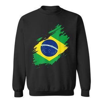 Brazil Ripped Flag National Pride Football Fans Brazil Flag V2 Men Women Sweatshirt Graphic Print Unisex - Thegiftio UK