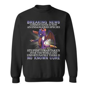 Breaking News Common Sense Is Now An Endangered Species Men Women Sweatshirt Graphic Print Unisex - Thegiftio