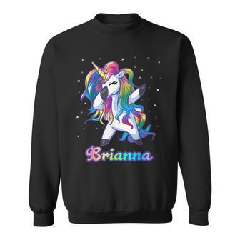 Brianna Name Personalized Custom Rainbow Unicorn Dabbing Men Women Sweatshirt Graphic Print Unisex - Thegiftio UK