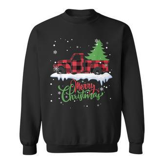 Buffalo Plaid Christmas Tree Red Truck Cute Xmas Gift Men Women Sweatshirt Graphic Print Unisex - Seseable