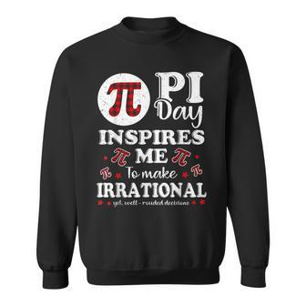 Buffalo Plaid Pi Symbol Pi Day Inspires Me Math Lover Gifts V2 Sweatshirt - Seseable
