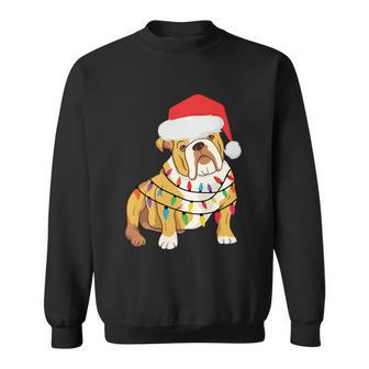 Bulldogs With Santa Hat And Lights Ugly Christmas Great Gift Sweatshirt - Monsterry