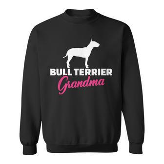 Bullterrier Oma Schwarzes Sweatshirt, Hunde Silhouette & Text in Pink - Seseable