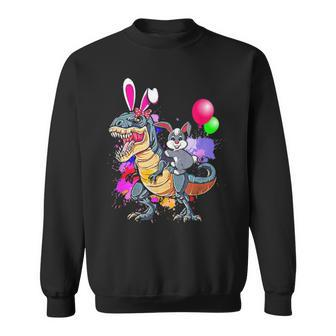 Bunny Riding T Rex Dinosaur Funny Easter Day Gift Sweatshirt - Seseable