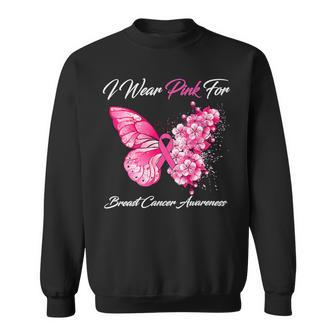 Butterfly I Wear Pink For Breast Cancer Awareness Sweatshirt - Monsterry