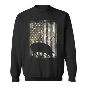 Camo Us Flag Pig Vintage Farm Animal Patriotic Farmer Gift Sweatshirt - Seseable