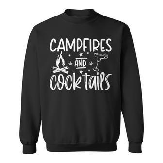 Campfires And Cocktails Graphic Funny Camping Sweatshirt - Seseable