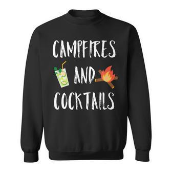 Campfires And Cocktails Outdoor Funny Camping And Drinking Men Women Sweatshirt Graphic Print Unisex - Thegiftio UK