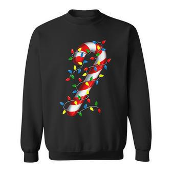 Candy Cane Merry And Bright Christmas Lights Candy Costume Men Women Sweatshirt Graphic Print Unisex - Seseable