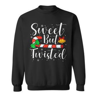 Candy Cane Sweet But Twisted Funny Christmas Men Women Sweatshirt Graphic Print Unisex - Seseable
