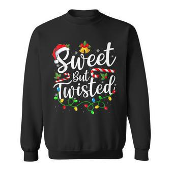 Candy Cane Sweet But Twisted Funny Merry Christmas Men Women Sweatshirt Graphic Print Unisex - Seseable