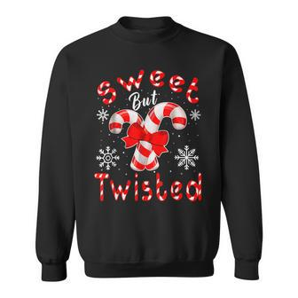 Candy Cane Sweet But Twisted Funny Merry Christmas V2 Men Women Sweatshirt Graphic Print Unisex - Seseable