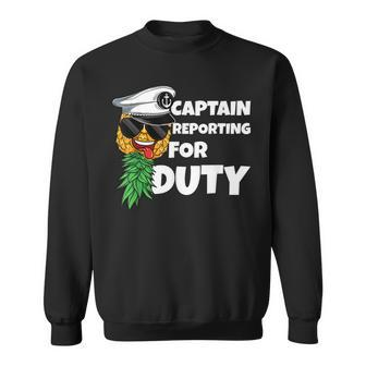 Captain Reporting For Duty Upside Down Pineapple Swinger Men Sweatshirt | Mazezy