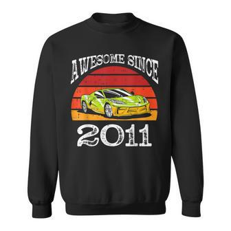 Car Awesome Since 2011 11Th Birthday 11 Years Old Car Lover Men Women Sweatshirt Graphic Print Unisex - Seseable