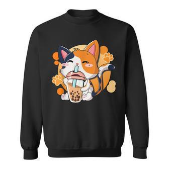 Cat Boba Tea Bubble Tea Anime Kawaii Neko Cat Lover Men Women Sweatshirt Graphic Print Unisex - Thegiftio UK