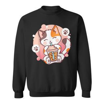 Cat Boba Tea Bubble Tea Anime Kawaii Neko Sweatshirt | Mazezy