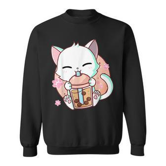 Cat Boba Tea Bubble Tea Kawaii Anime Japanese Neko Sweatshirt | Mazezy