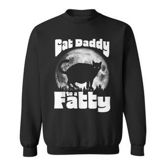 Cat Daddy To A Fatty Funny Vintage Full Moon & Chonk Dad Sweatshirt - Seseable