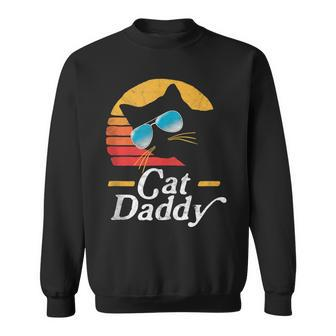 Cat Daddy Vintage 80S Style Cat Retro Sunglasses Distressed Sweatshirt - Seseable