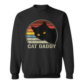 Cat Daddy Vintage Cat 80S Retro Style For Men Cat Dad Sweatshirt - Seseable