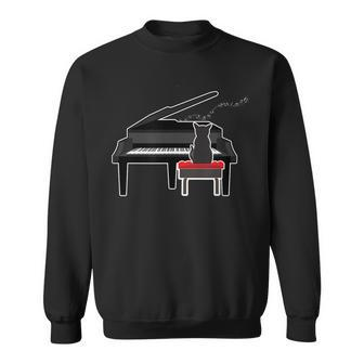 Cat Playing Piano Music Lover Funny T Sweatshirt | Mazezy