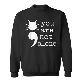 Cat Shape Semicolon Gift Suicide Prevention Awareness Sweatshirt | Mazezy