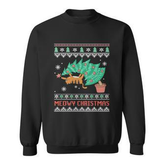 Cat Ugly Christmas Gift Meowy For Christmas Cats Lover Sweatshirt - Monsterry