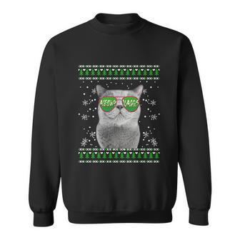 Cat With Sunglasses Meowy Ugly Christmas Sweater Gift Sweatshirt - Monsterry AU