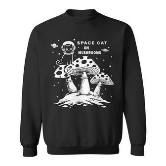 Catronaus Space Cat On Mushrooms Ufo Funny Space Cat Sweatshirt - Seseable