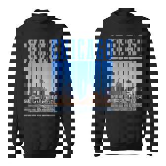 Chicago Skyline Illinois Vintage Pride Chicago Men Women Sweatshirt Graphic Print Unisex - Thegiftio