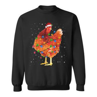 Chicken Lover Xmas Tree Lights Santa Chicken Christmas Funny Men Women Sweatshirt Graphic Print Unisex - Thegiftio UK