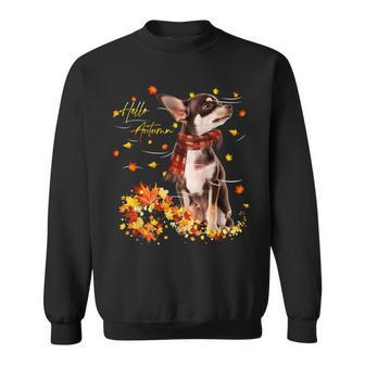 Chihuahua Leaf Fall Hello Autumn For Dog Lover Thanksgiving Men Women Sweatshirt Graphic Print Unisex - Thegiftio UK