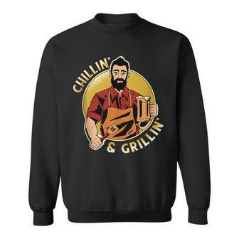 Chillin And Grillin Bbq Barbecue Fathers Day Memorial Day Sweatshirt - Thegiftio UK