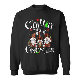 Chillin With My Gnomies Christmas Red Gnomes Plaid Buffalo Men Women Sweatshirt Graphic Print Unisex - Thegiftio UK