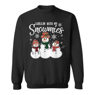 Chillin With My Snowmies Family Pajamas Christmas Snowman Men Women Sweatshirt Graphic Print Unisex - Seseable
