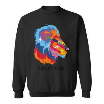 Christian Jesus Lion Of Judah Cross Gift Sweatshirt - Seseable