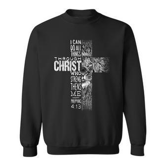 Christian Jesus Lion Of Tribe Judah Cross Lion Of Judah V2 Sweatshirt - Seseable
