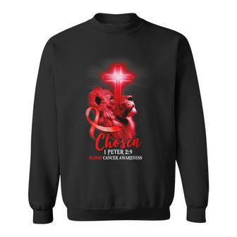 Christian Lion Cross Bible Verse Blood Cancer Awareness V2 Sweatshirt - Seseable