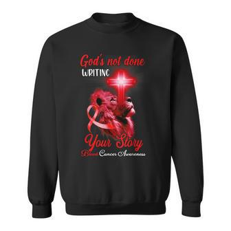 Christian Lion Cross Religious Quote Blood Cancer Awareness Sweatshirt - Seseable